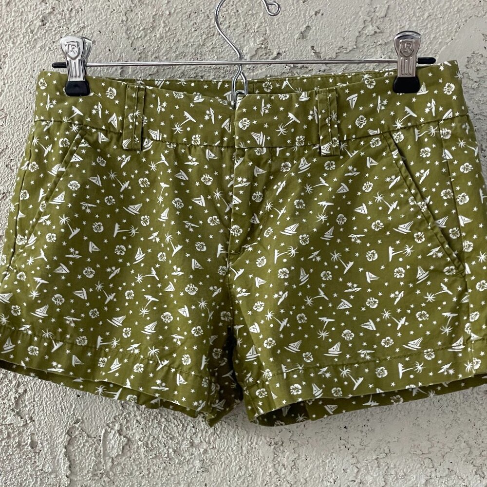 Cotton Chino Short Shorts Tropical Print Nautical Sailing Size 2 Uniqlo